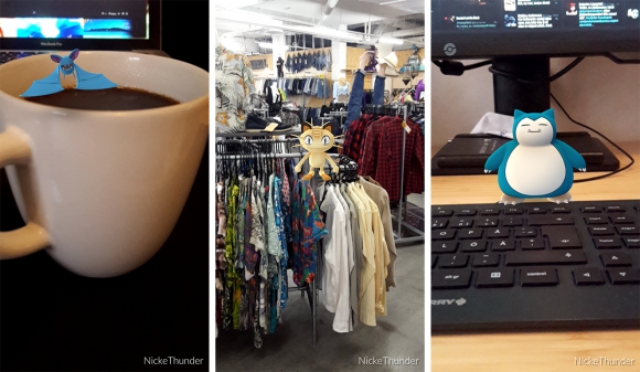 Zubats i kaffet och Meowth på Beyond Retro. Sedan uppenbarade sig min kronjuvel Snorlax, mitt på tangentbordet!